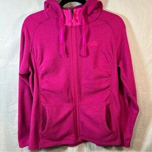 The North Face Jacket Womens Large Pink Fleece Full Zip Hooded Hoodie Outdoor